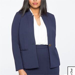 Eloquii the ultimate stretch blue suit blazer single button size 22.